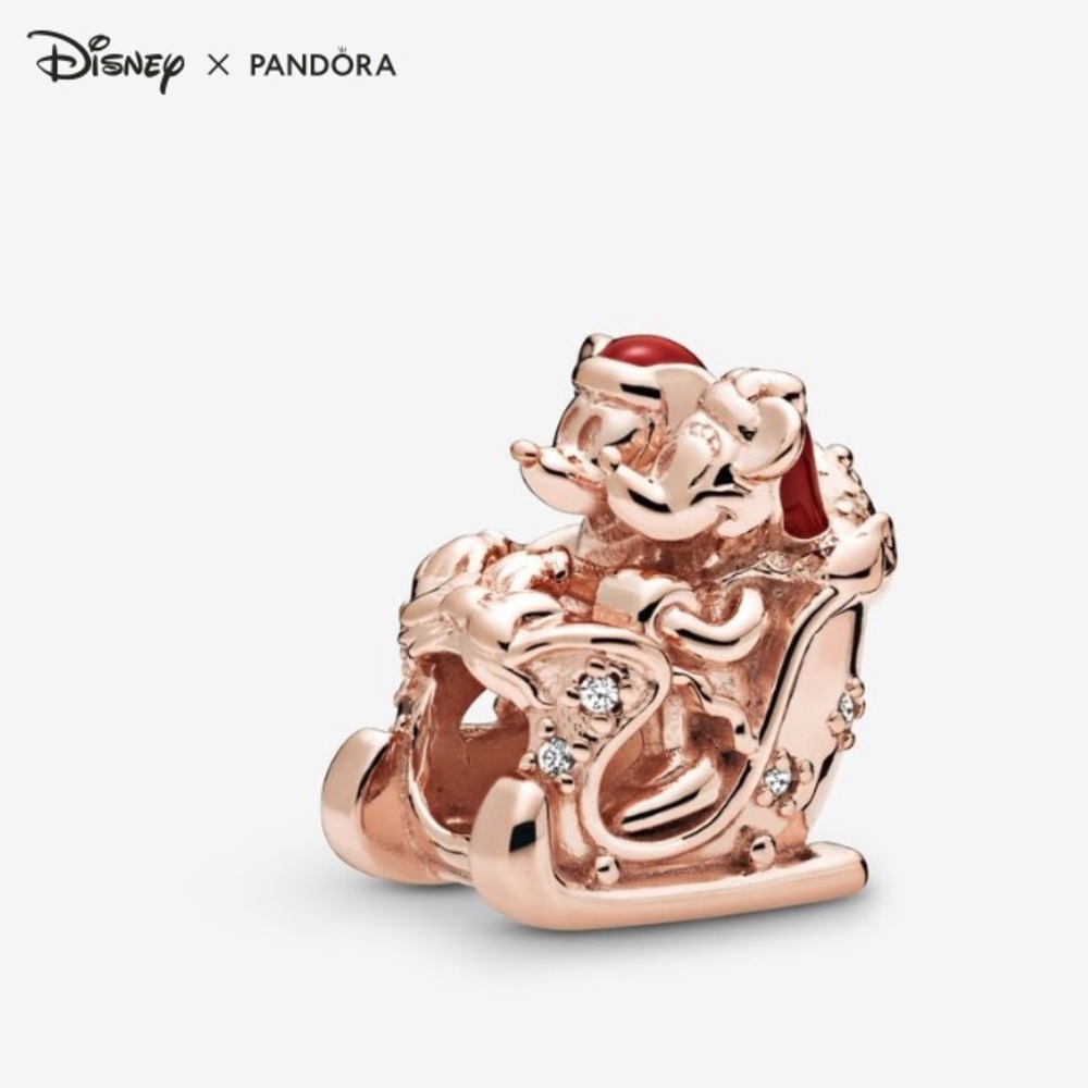 NIB Pandora x Disney Limited Edition Minnie and Mickey Christmas Sleigh Charm